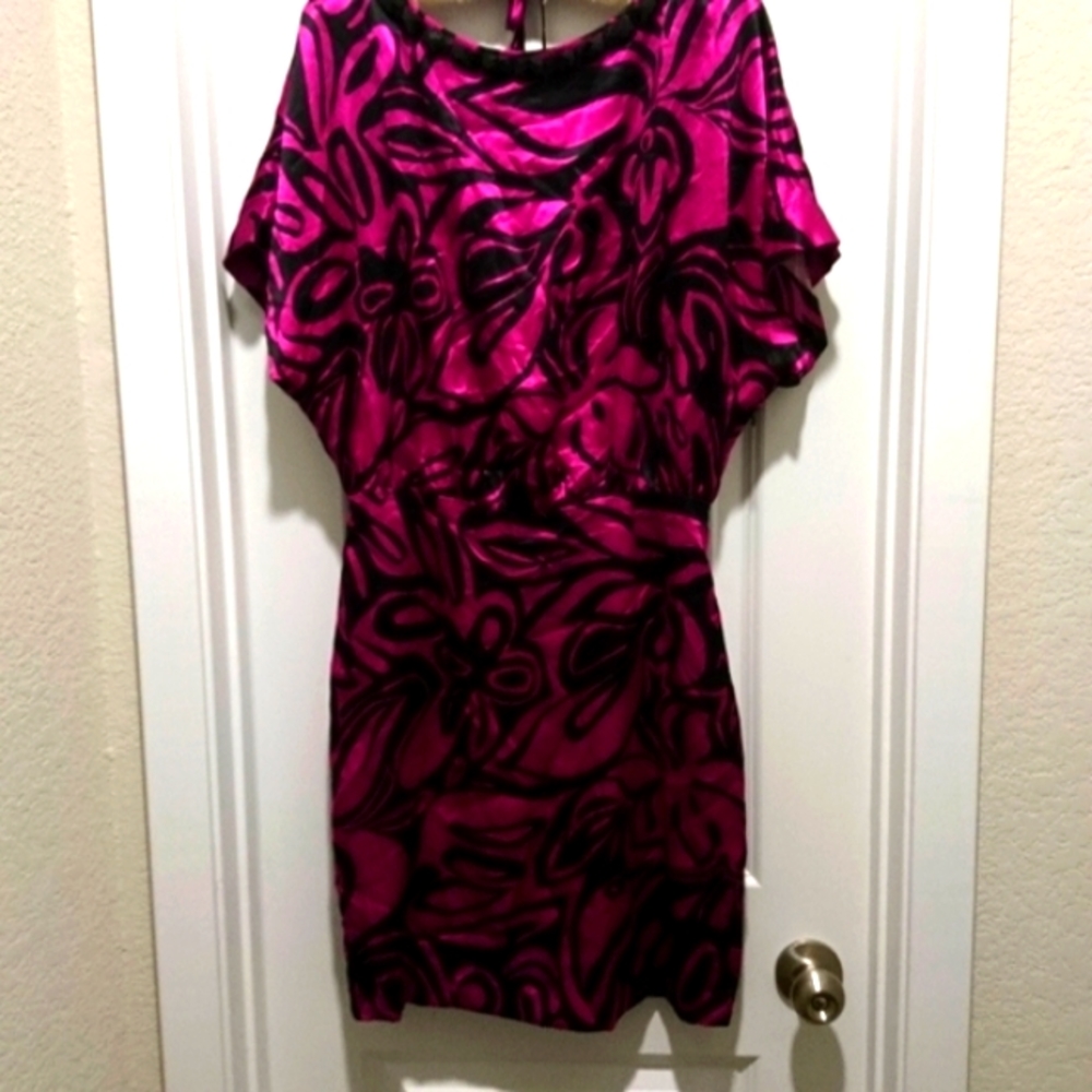 Trina Turk fuschia black cocktail dress